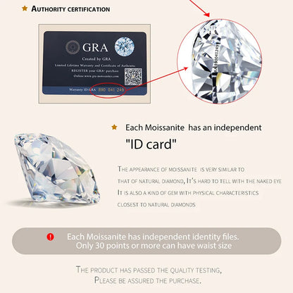 Round Moissanite Ring for Women, White Gold Plated D Color VVS1 Lab Diamond 925 Sterling Silver Engagement Ring