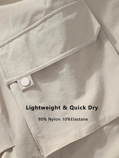 Summer Men's Cargo Pants with 5 Pockets Outdoor Quick Dry Casual Pants Lightweight and Cool Stretch Straight Trousers