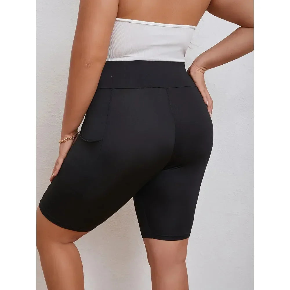 Fashion Women's Plus Size S-5XL High Waisted Black Pocket Swim Shorts Show Off Your Taste with Minimalist Beauty