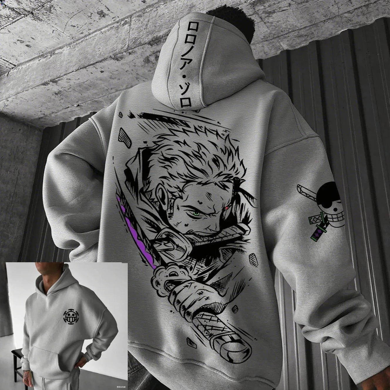 Anime Men Hooded Sweatshirt Spring Autumn Cotton Streetwear Casual Hoodie Graphic Print Cosplay Long Sleeve Tops