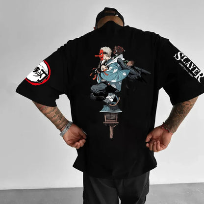 Demon Slayer Anime Men's T Shirts Summer Y2k Clothes Women Casual Cotton Oversized Short Sleeve Tee Streetwear Top Unisex