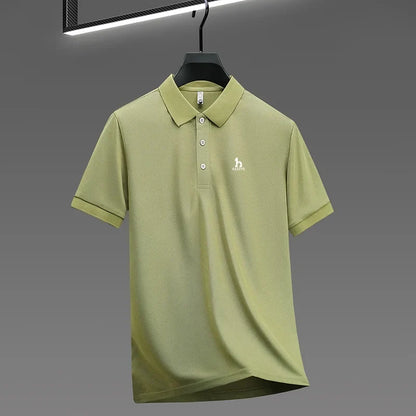 New Men's High End Brand Lape Short Sleeved Polo Shirt Summer Fashion Letter Print T-Shirt Casual Business Office Men's Clothing