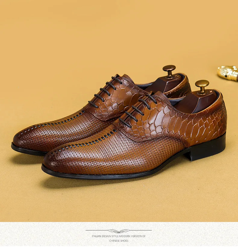 Italian Men Oxford Shoes Genuine Leather Lace Up Luxury Black Brown Mens Dress Shoes Office Business Wedding Formal Shoes Men