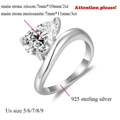 7*11MM 3Carat D Color Water Drop Moissanite Rings 18K Gold 100% 925 Sterling Silver Top Quality For Women Wedding Gifts
