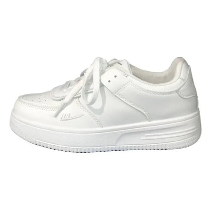 All Season Student Casual White Shoes Children Solid Color Sneaker Kids Soft Soled Versatile Casual Board Shoes Front Lacing