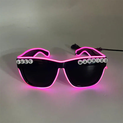 LED Just Married Glasses Wedding Bride To Be Surprise Gift Couple Glasses Souvenirs Glowing Heart Glasses Married Sunglasses