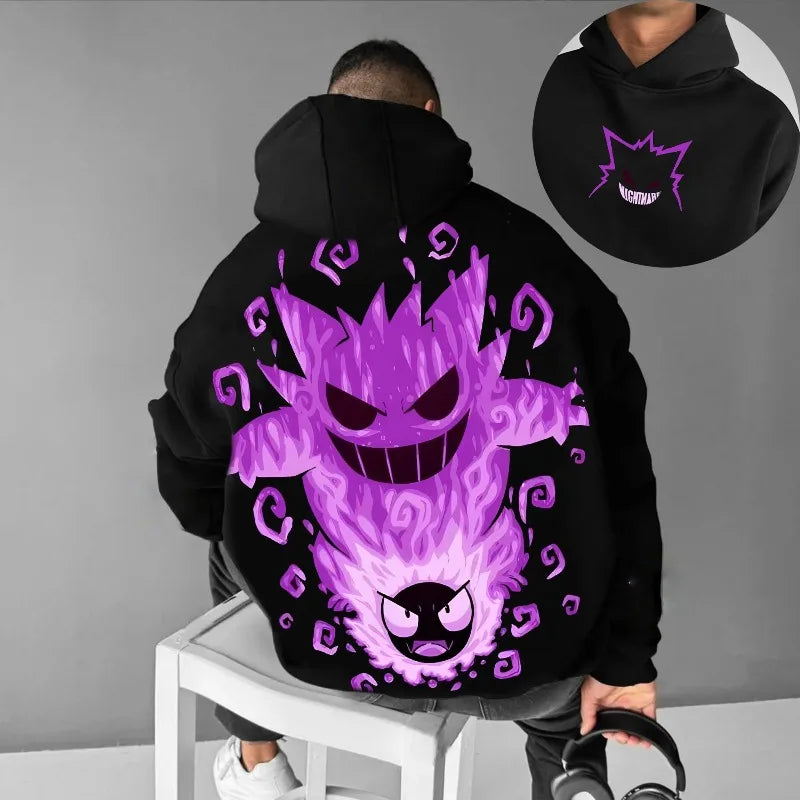 Pokémon Gengar Double-sided Printing Hoodie for Men Women 2025 Autumn/Winter New Y2K Harajuku Plus Size Casual Sweatshirt Top