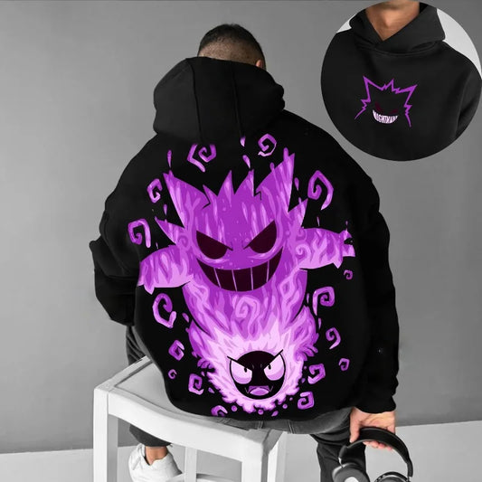 Pokémon Gengar Double-sided Printing Hoodie for Men Women 2025 Autumn/Winter New Y2K Harajuku Plus Size Casual Sweatshirt Top