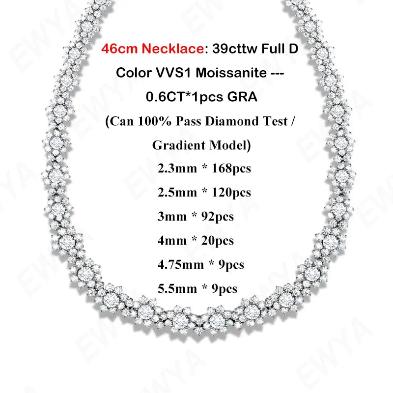 Luxury Sunflower 2.8-5.8cttw Full D Color Moissanite Drop Earrings for Women S925 GRA Certified Diamond Tassel Earring Gift