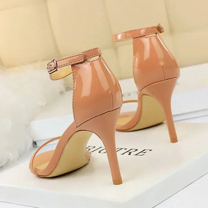 Women Gladiator Stiletto Classic Ankle Strap Holiday Beach Sandals Lady Fashion Suede 8cm 11cm High Heels Sexy Red Brown Sandles