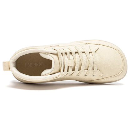Mid-Top Barefoot Shoes Unisex Wide Toe Box Canvas Sneakes Zero Drop Lace Up Outdoor Walking Shoes