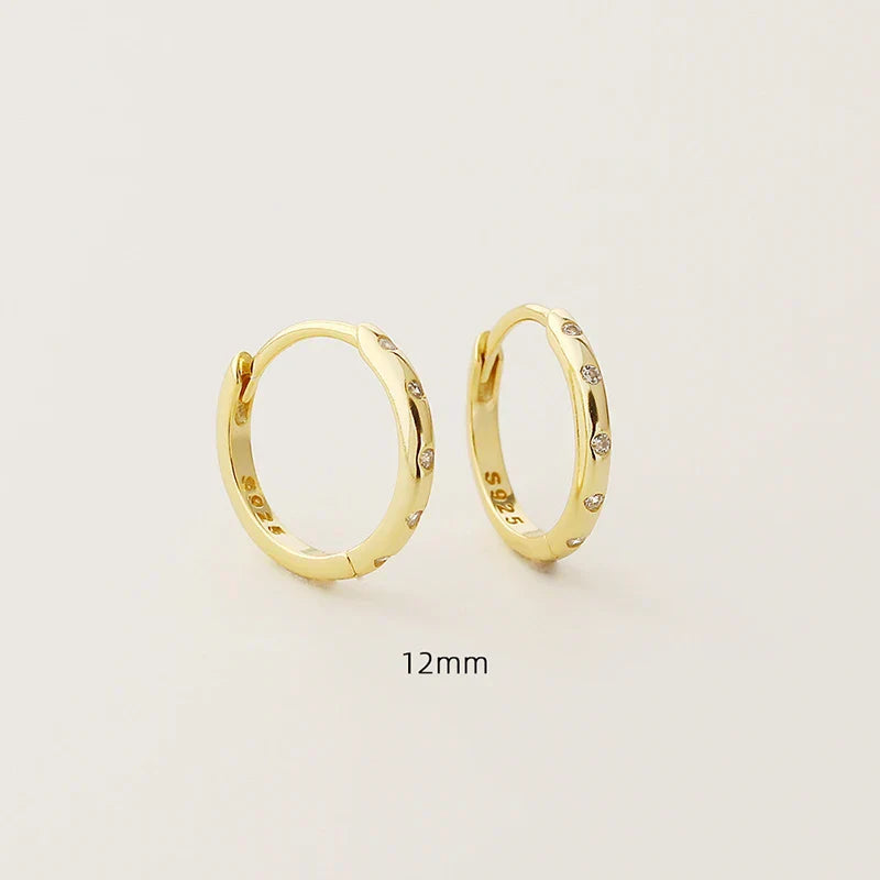 925 Sterling Silver Fashion Simple Piercing Ear Closure Statement Stacked Ear Hoop Earrings for Women Huggies Jewelry