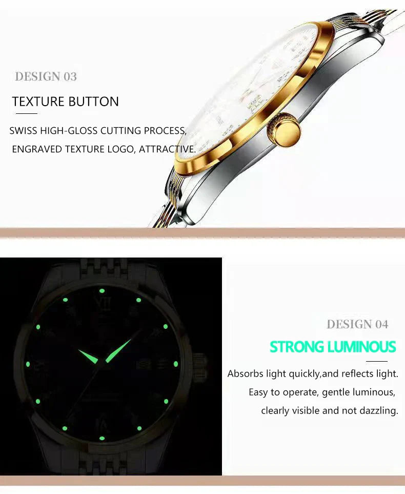 Luxury Woman Watch Waterproof Stainless Steel Luminous Date Ladies Watch Fashion Simple Casual Women’s Quartz Watches