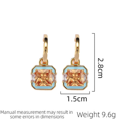 Jewelry Fashion Drop Glaze Retro Geometric Square Earrings Classic Women's Light Luxury Personalized Women's Earrings