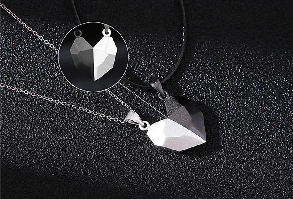 Good Simple Quality Couple Pendant Necklace Electrocardiogram,Magnetic Heart,Pendant Splicing Necklace Valentine's Day Gift
