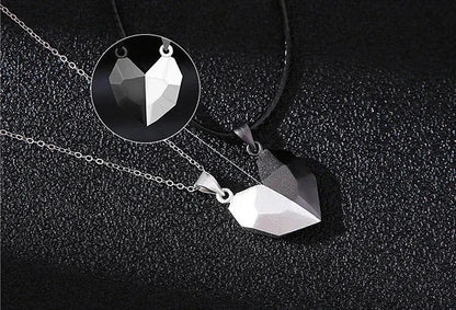 Good Simple Quality Couple Pendant Necklace Electrocardiogram,Magnetic Heart,Pendant Splicing Necklace Valentine's Day Gift