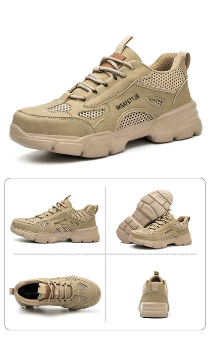 Men Safety Shoes Work Sneaker Anti-smash Non Slip Work Shoes Steel Toe Protection Shoes Lightweight Breathable Industrial Shoes