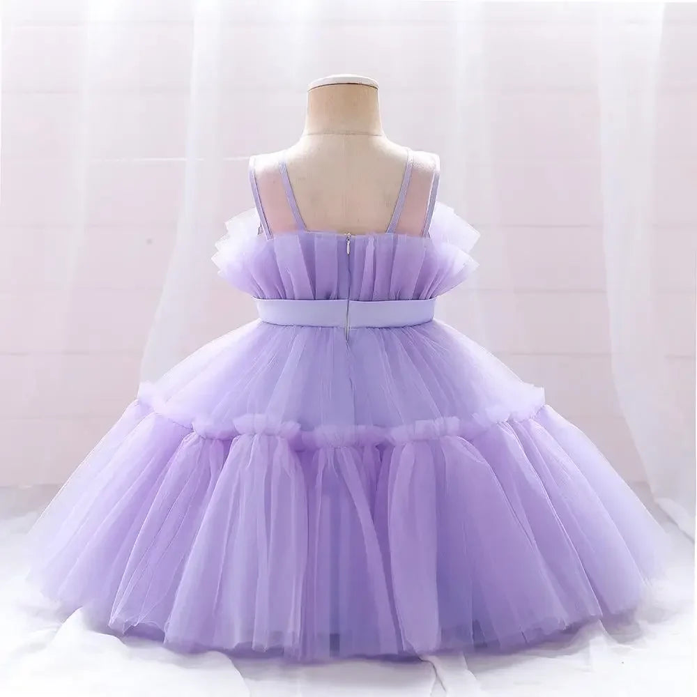 Baby Yellow Dress For Girls Kids Wedding Bridesmaid Dresses Toddler Tulle Birthday Princess Party Dress Infant Outfits Vestidos