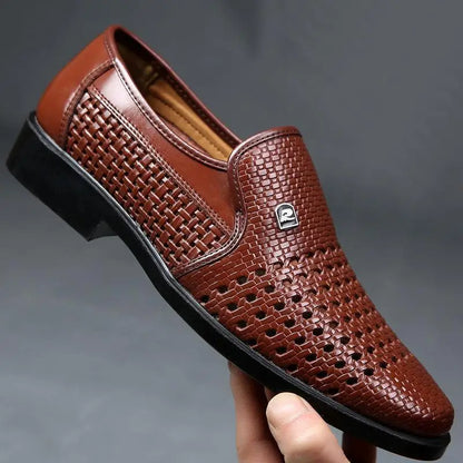 Summer Men's Loafers Breathable Mens Leather Shoes Soft Soles Male Casual Shoes Slip-on Oxford Shoes Business Zapatos De Hombre