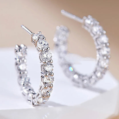 0.1carat All Moissanite Hoop Earrings D Color Sparkling Diamond Earring for Women 925 Sterling Silver Studs Fine Jewelry