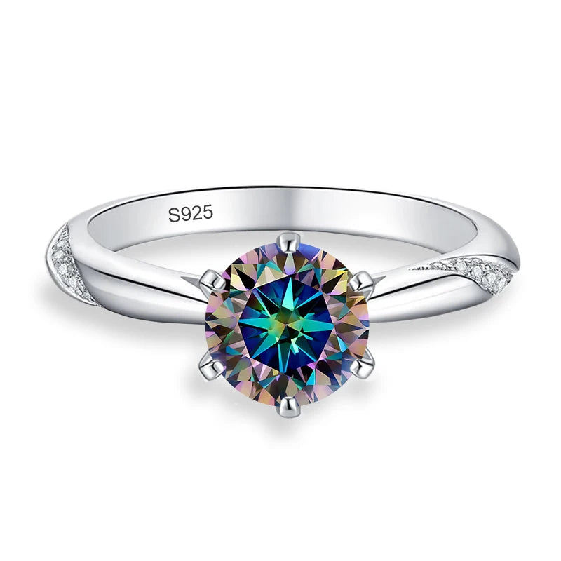 0.5ct 1ct 2ct Blue Pink Grey Moissanite Rings Gifts for Women 925 Sterling Silver Wedding Band Women's Ring Woman Rings
