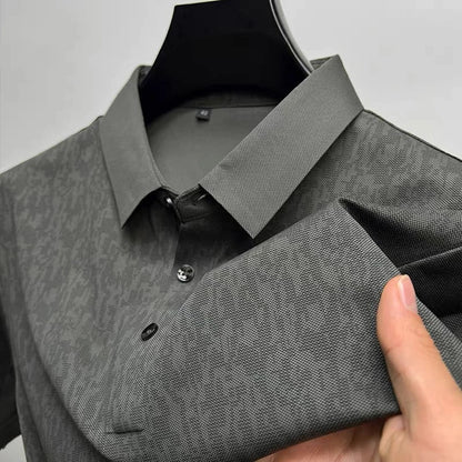 High end jacquard design short sleeve T-shirt men new summer ice silk breathable and cool lapel top fashionable brand POLO shirt