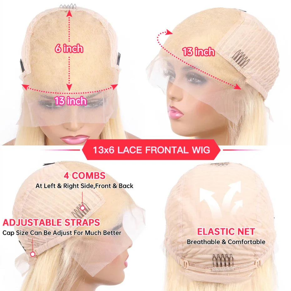 13x6 Silver Grey Colored Lace Front Wigs For Women 613 Blonde Body Wave Remy Transparent Lace Frontal Human Hair Wig Pre Plucked