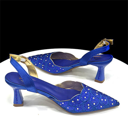 Italian shoes and handbags accessory set with rhinestone metal embellishments Wedding shoes Bridal shoes Designer