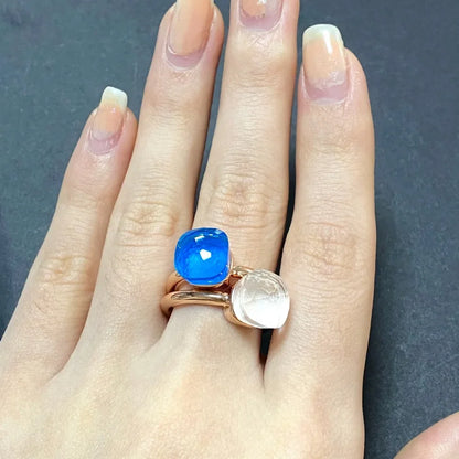 2Pcs/Set Fashion Stacked Candy Ring Women Mix Color Crystal Jewelry 30 Colors Trendy Gift for Valentine's Day