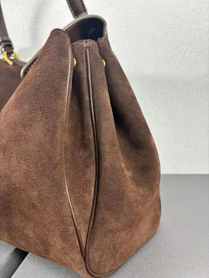 Suede Leather Tote Bag for Women Large Capacity Cowhide Shoulder Bag Designer Lock Satchel Chic Soft Nubuck Crossbody Purse