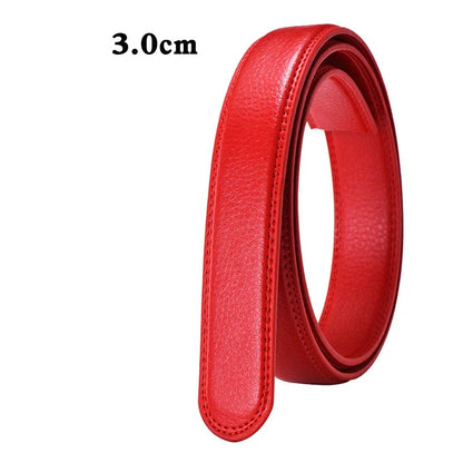 Men Women 2.4 2.8 3.0 3.5 cm Wide Belt No Buckle for Automatic Buckle High Quality PU Leather Belts Body Straps without Buckle