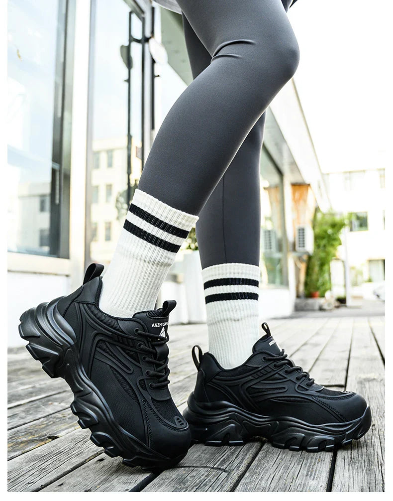 Women Safety Shoes For Work Safety Boots Breathable Steel Toe Puncture Proof Sport Work Sneakers Construction Tactical Boots