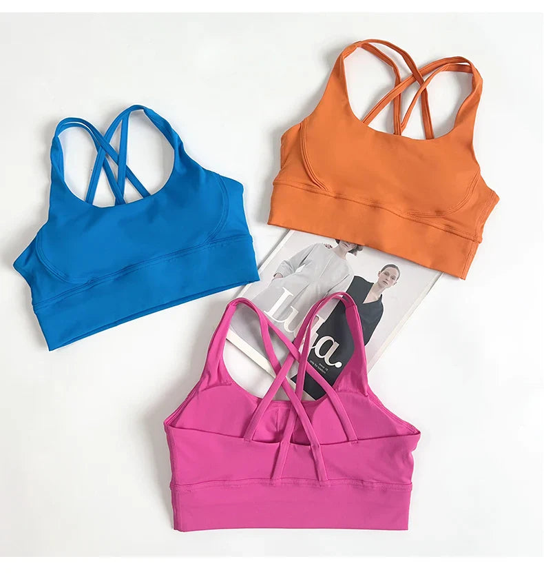2 Pieces Yoga Set Women Gym Set Workout Clothes Sports Suits High Waist Leggings Cross Straps Fitness Bra Running Tracksuit👚👍️