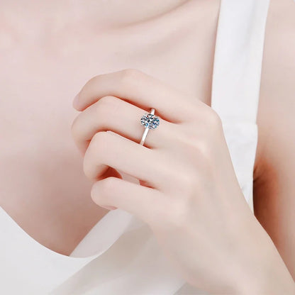 7x9mm 2ct Moissanite Ring S925 Sterling Silver Oval Cut Lab Diamond Wedding Rings for Women Engagement Promise Band Gift