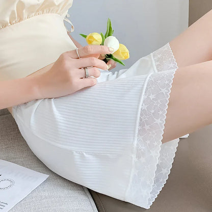 Slip-proof Lace Silk Safety Shorts New Thin Terylene Ice Silk Pants Breathable Home Pants Women