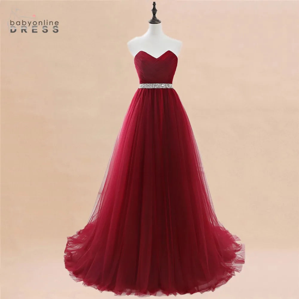 Vestidos de Noite de Tule Azul Royal com Renda, Cristais e Lantejoulas para Festa Formal de Noiva, Sexy, sem Mangas, Vestido de Baile, Branco, Borgonha