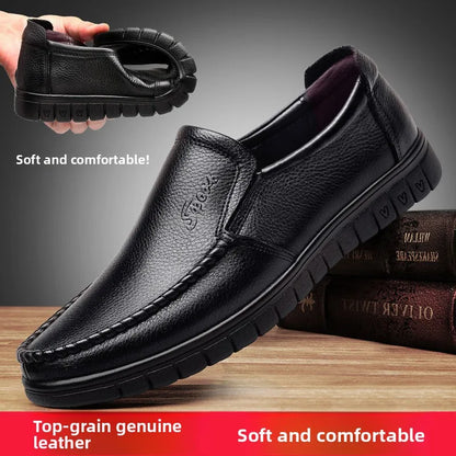 Genuine Leather Men's Shoes Breathable Soft Bottom Casual Business Shoes for Middle-Aged And Elderly Spring Autumn Wear