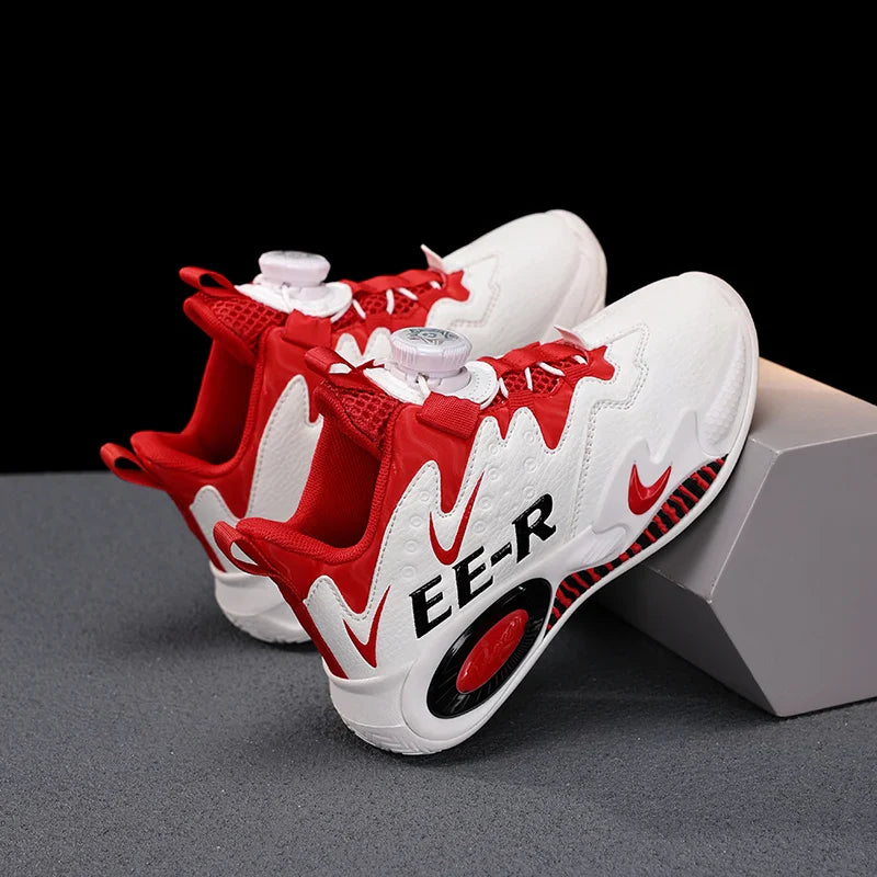 A pair of children's four-season leather high-top basketball shoes, wear-resistant basketball shoes, sizes 31-40，HL-2798