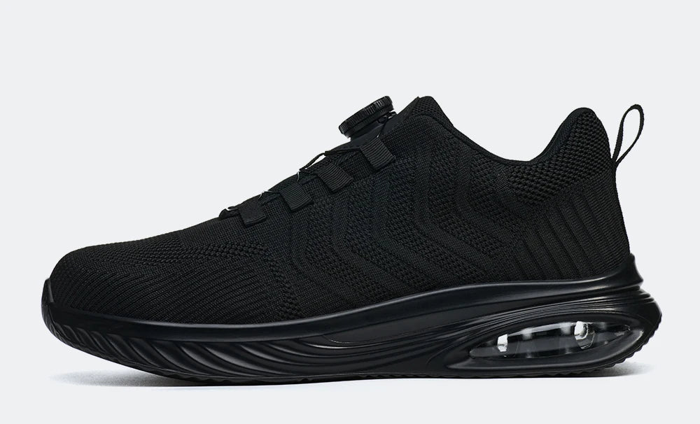 Men's Safety Shoes Anti-impact Lightweight Breathable Plastic Cap Toe Work Shoes Fashionable Button Design for Men