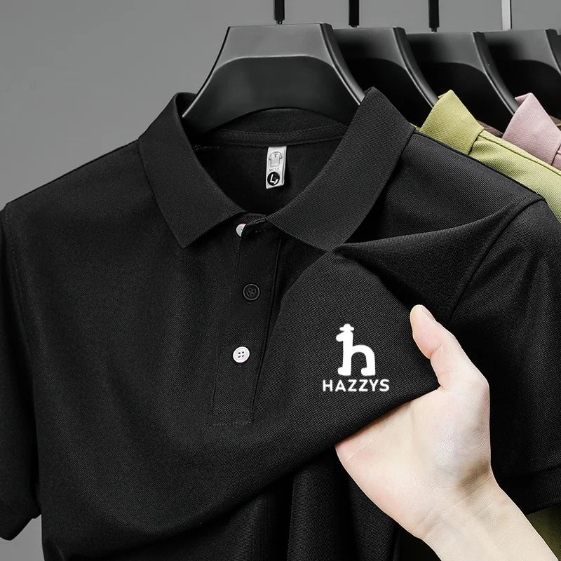 New Men's High End Brand Lape Short Sleeved Polo Shirt Summer Fashion Letter Print T-Shirt Casual Business Office Men's Clothing