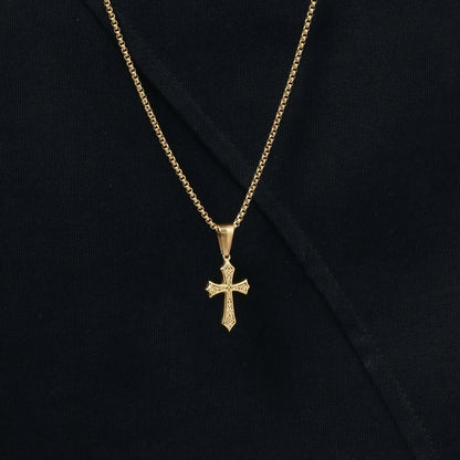 Hip Hop Cross Necklace for Men Women,50/55/60cm Stainless Steel Chic Cross Pendant,Christian Classic Jewelry Gifts