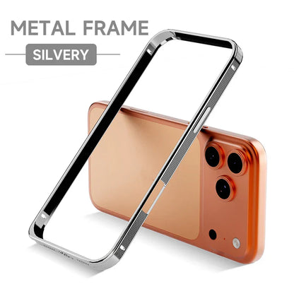 New Metal Anti Slip Border Buckle Heat Dissipation Phone Case For iPhone 17 Pro Max 15 14 13 16 Pro Max Bare Phone Feel Frame