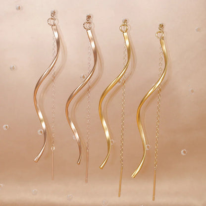 Accessories for Women Long Tassel Threader Earrings for Women Wave Shaped Simple Long Chain Earring Wedding Party Jewelry Gift
