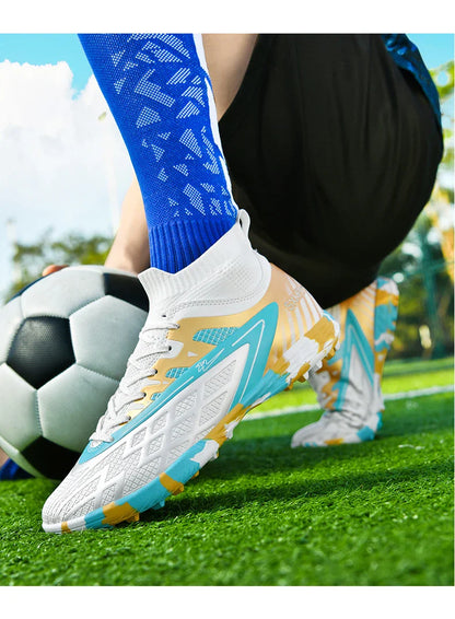Double star youth football shoes, TF nail grip anti slip, unisex match training specific football shoes