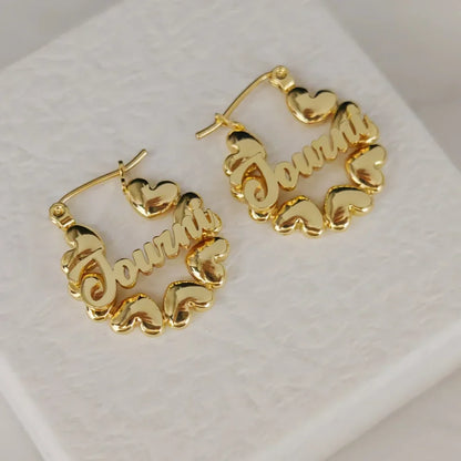 Cute Heart Hoop Gift Customized Name Mini Earrings Personalized Party Jewelry