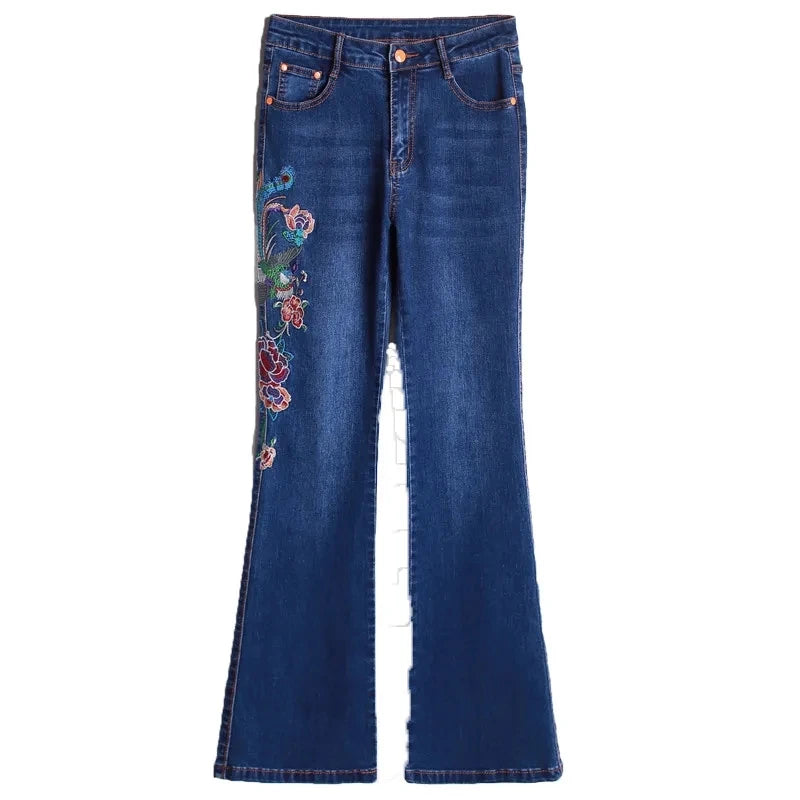 High waisted Elastic Denim Pants Female Casual Trousers