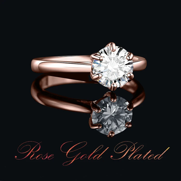 JewelryPalace مويسانيتي لون D 0.5 قيراط 1 قيراط 1.5 قيراط 2 قيراط خاتم زفاف وخطوبة سوليتير من الفضة الإسترليني S925 للنساء بقطع دائري