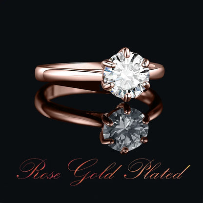 JewelryPalace مويسانيتي لون D 0.5 قيراط 1 قيراط 1.5 قيراط 2 قيراط خاتم زفاف وخطوبة سوليتير من الفضة الإسترليني S925 للنساء بقطع دائري