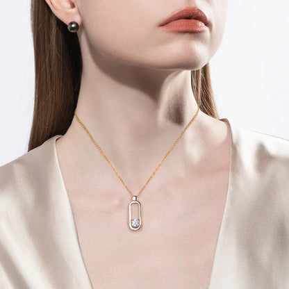 2ct D Color Moissanite Pin Necklace Yellow Gold Plated Moissanite Pin Earrings Wedding Jewelry Set Gifts For Women