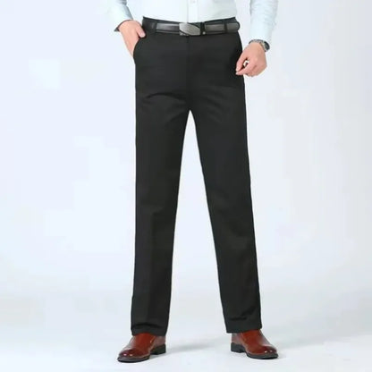 Men's 100% Cotton Summer Thin Autumn Thick Suit Pants Straight Loose Trousers Business Solid Khaki Casual Brand Clothes GOZBKF